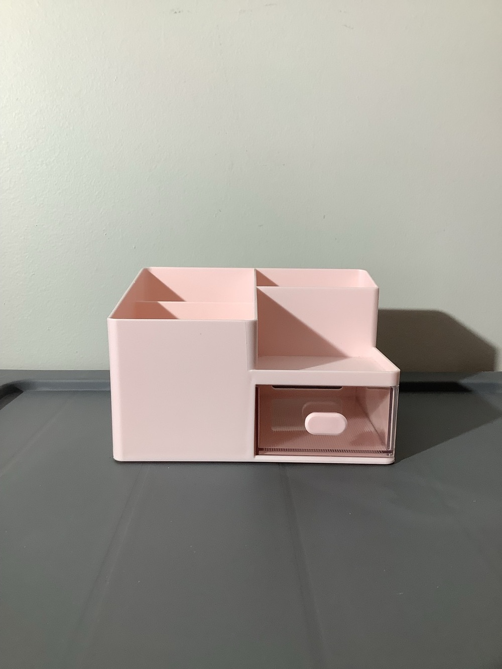 Pink Multi-Compartment Desk Organizer with Drawer 4 1/2 inches tall